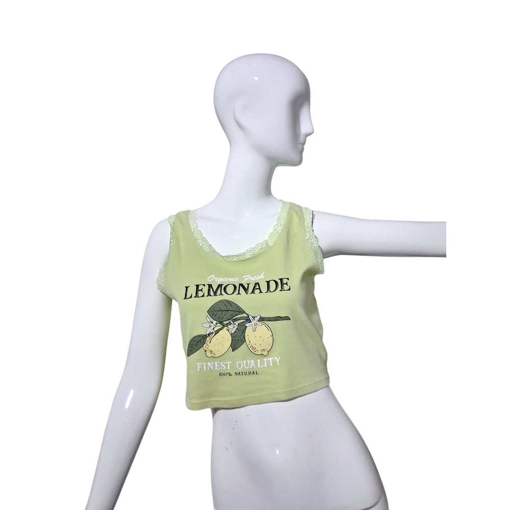 Y2k Vibe N Lace Lemonade Womens size Large Cropped Indie Sleaze Fairygrunge Top